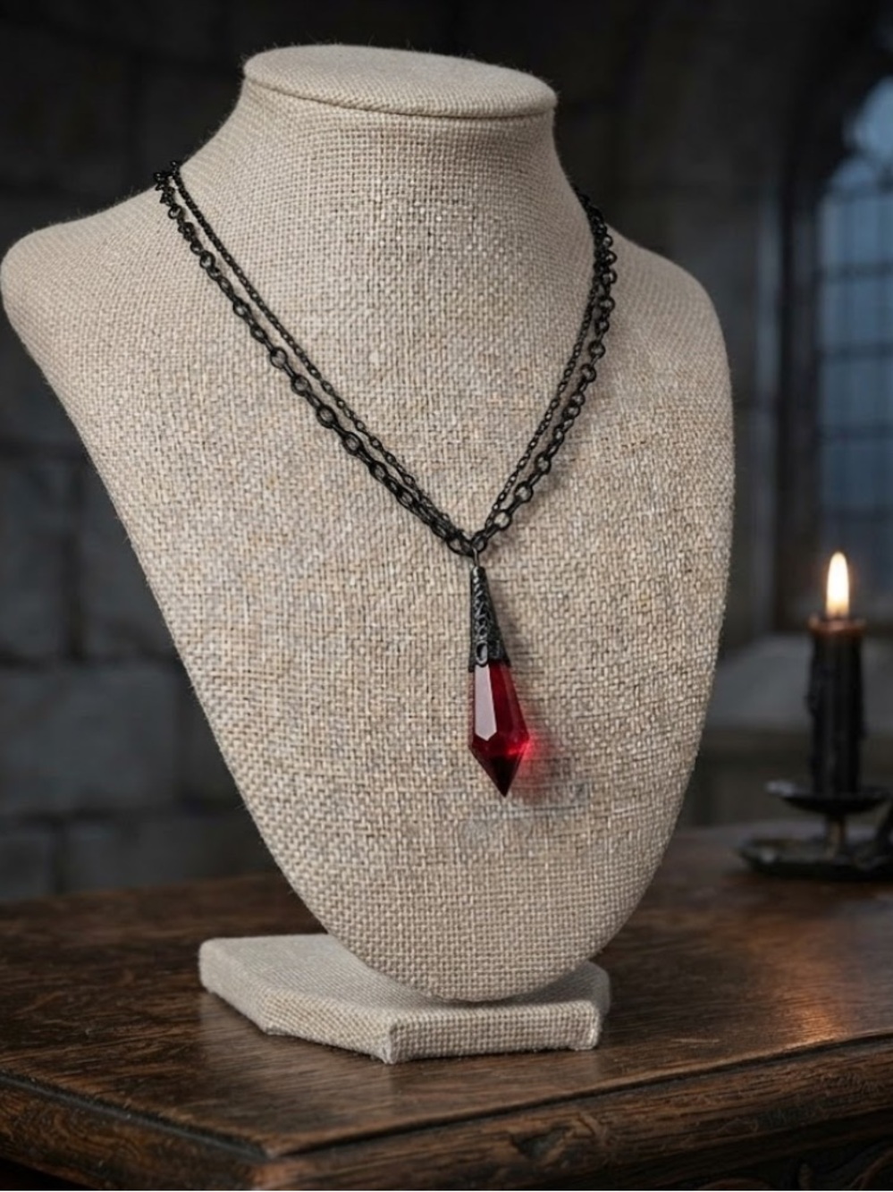 Hand Crafted Red Pendant Necklace